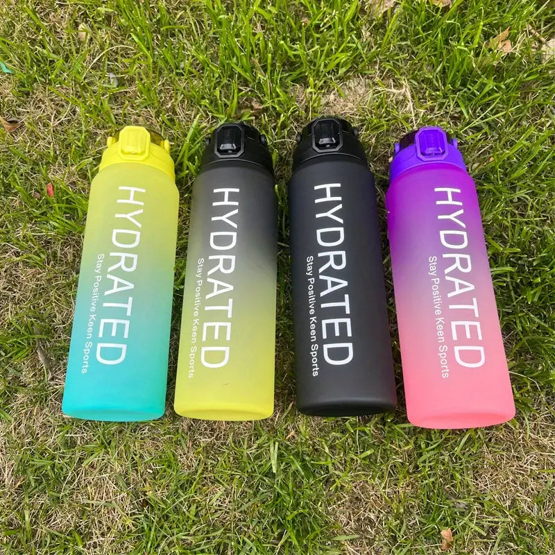 Frosted Plastic Straw Cup 1L with Time Marker