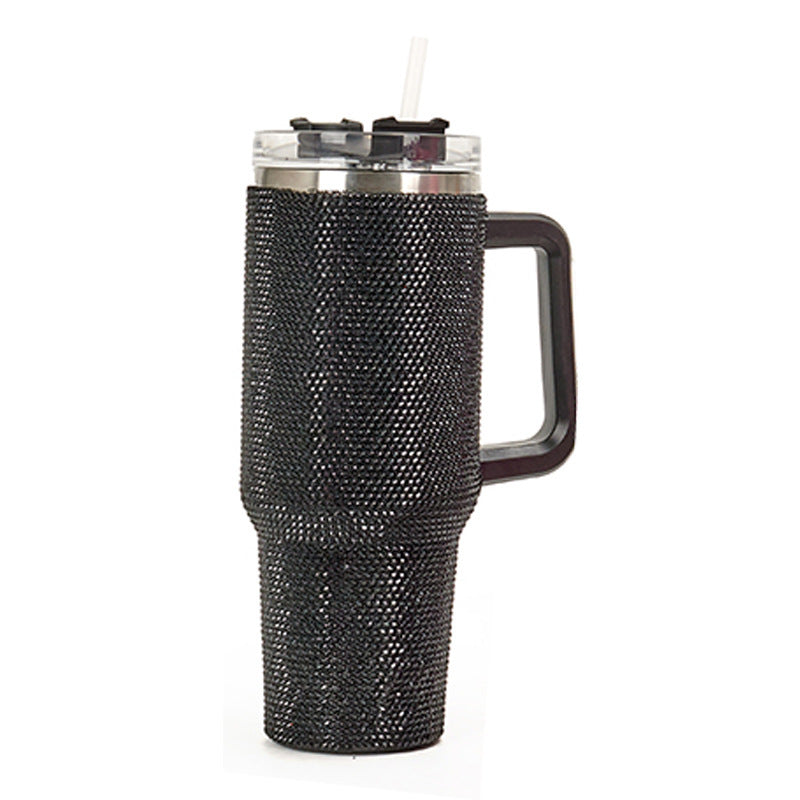 40oz Handle Cup with Rhinestones - Stainless Steel Tumbler