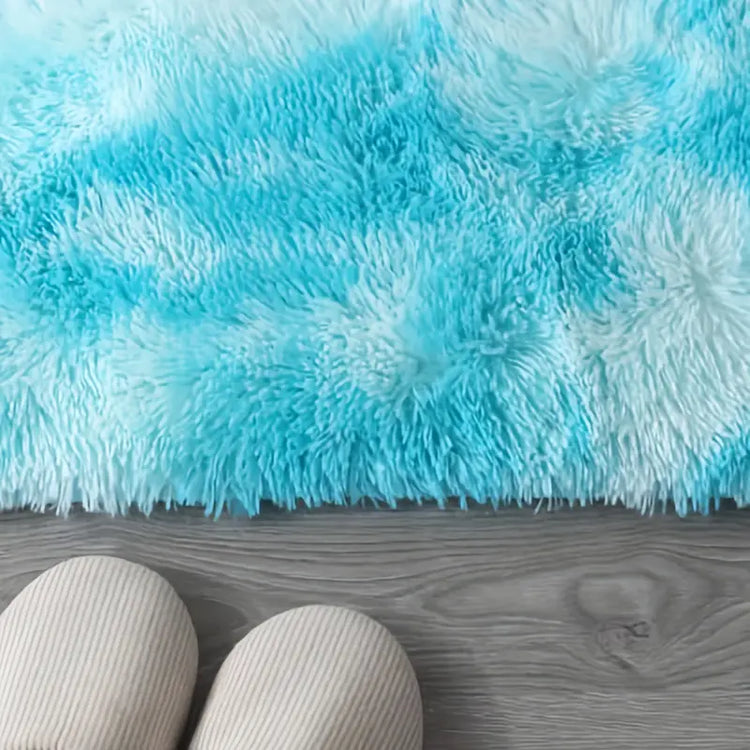 Soft fluffy shaggy rug by AquaHaven Decor, perfect for bedroom or living room, showcasing plush texture and cozy design.