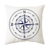 Nautical throw pillow cover featuring pirate ship and anchor designs, coastal decor by AquaHaven Decor for maritime style.