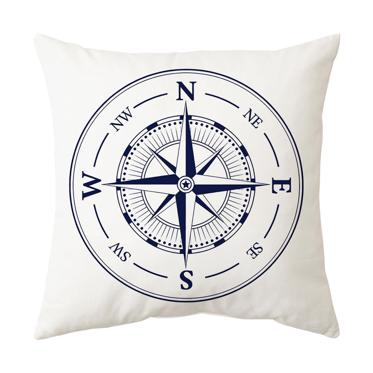 Nautical throw pillow cover featuring pirate ship and anchor designs, coastal decor by AquaHaven Decor for maritime style.