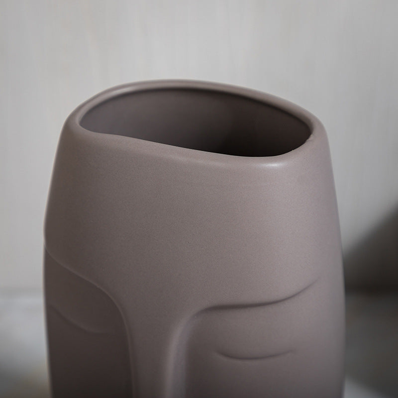 Ceramic Face Flower Vase - Beautiful Floral Arrangement