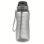 Large Capacity 2L Water Bottle with Straw and Time Marker
