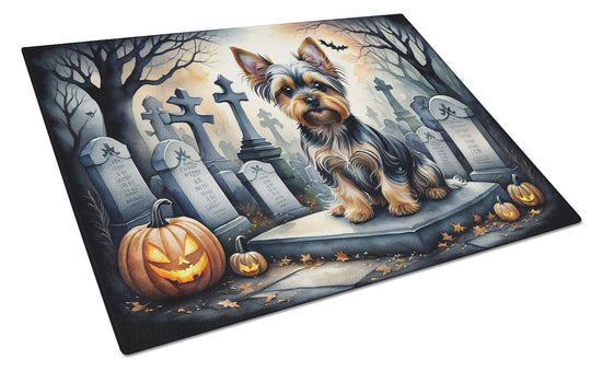 Yorkshire Terrier Spooky Halloween Glass Cutting Board