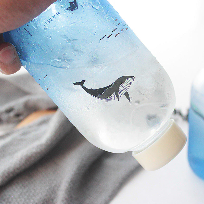 Creative Whale Gradient Glass Cup - Cute Portable Juice Mug
