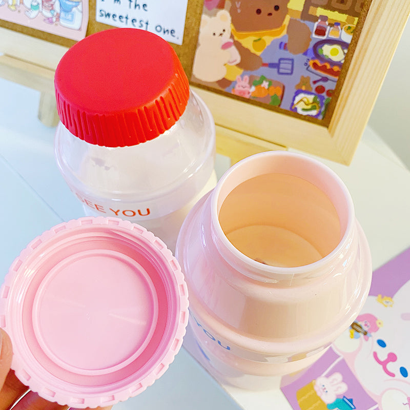Cute Portable Plastic Water Cup for Students (Korean Style)