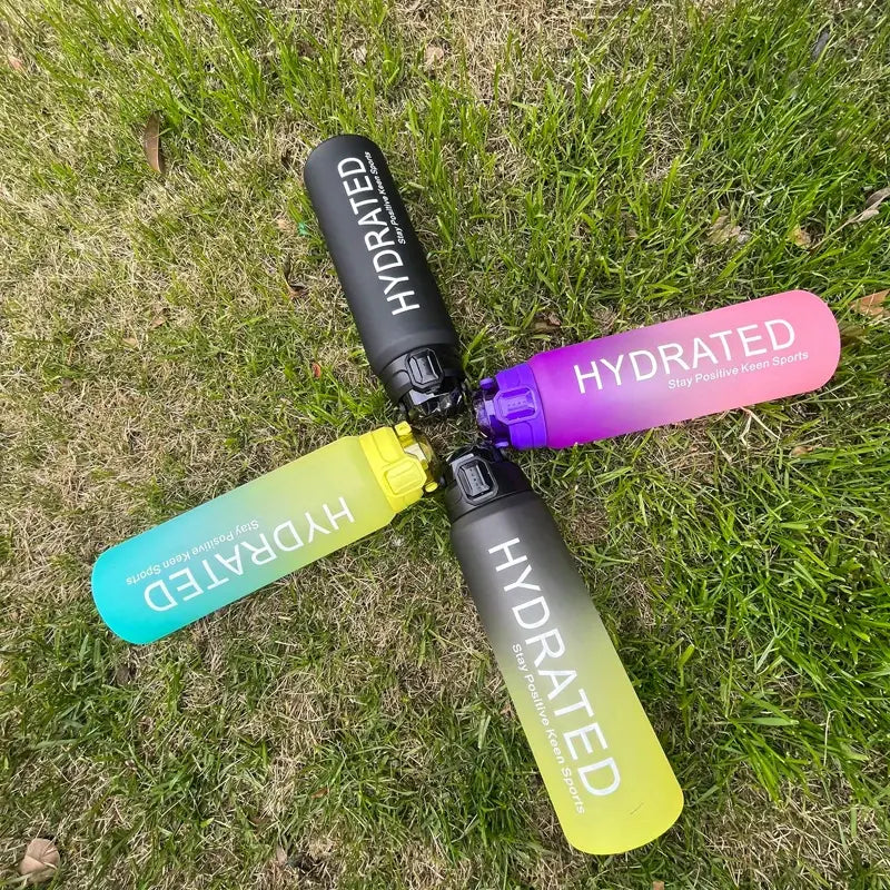 Frosted Plastic Straw Cup 1L with Time Marker