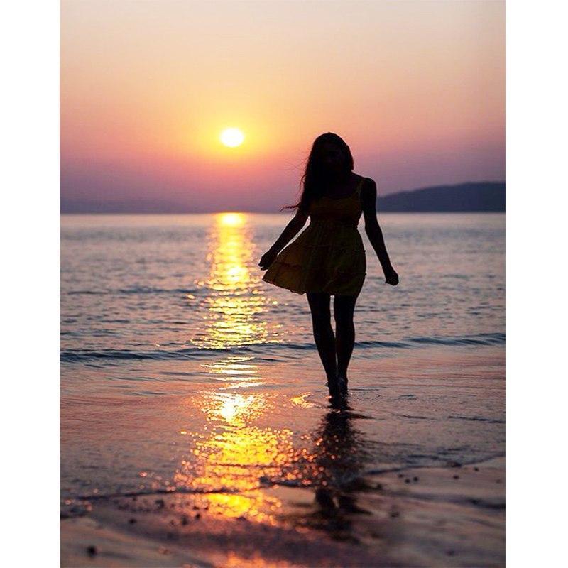 Diamond Painting of a Woman on the Beach