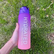 Frosted Plastic Straw Cup 1L with Time Marker