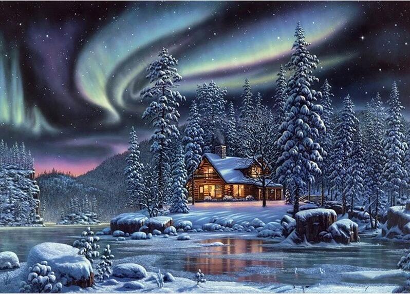 Snowy Landscape Diamond Painting and Cross Stitch Decor