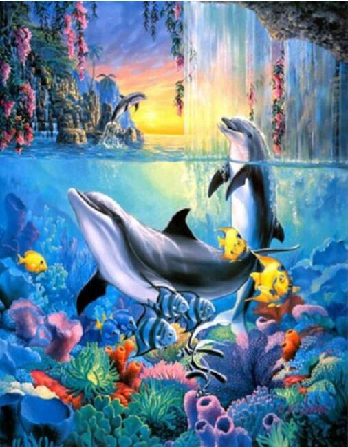 Dolphin Diamond Painting Cross Stitch DIY Kit