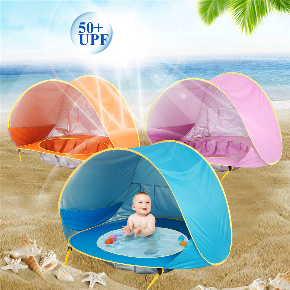 Automatic Pop-Up Kids Water Pool with Removable Tent