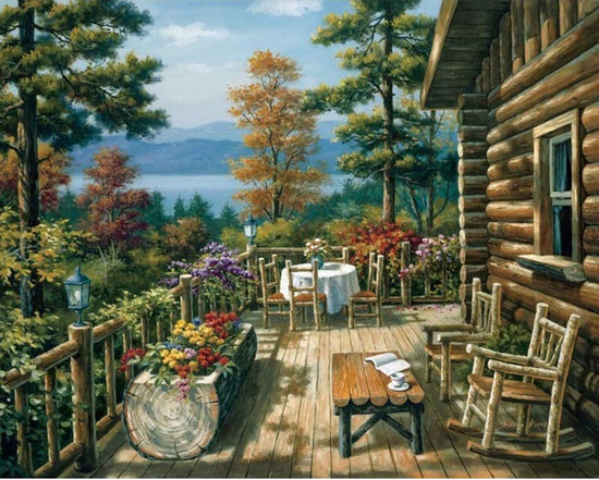 AquaHaven Decor DIY digital oil painting of a landscape, 40x50 cm, featuring vibrant colors and detailed brushstroke texture.