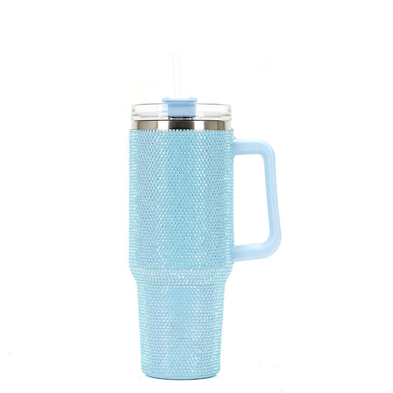 40oz Handle Cup with Rhinestones - Stainless Steel Tumbler