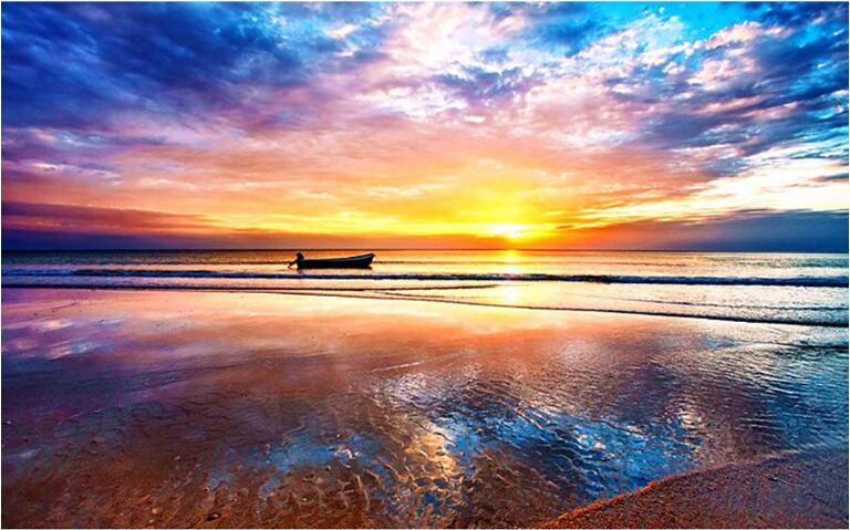 Sunset Boat Diamond Painting Decorative Artwork