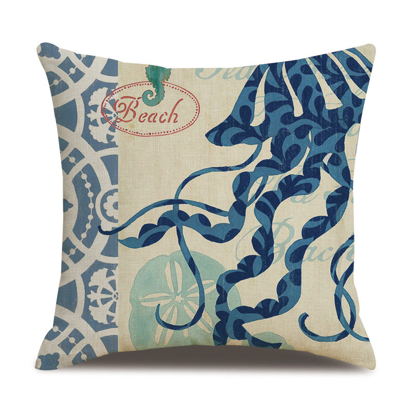 Ocean Theme Throw Pillow Cover — Coastal Decor for Home & Airbnb