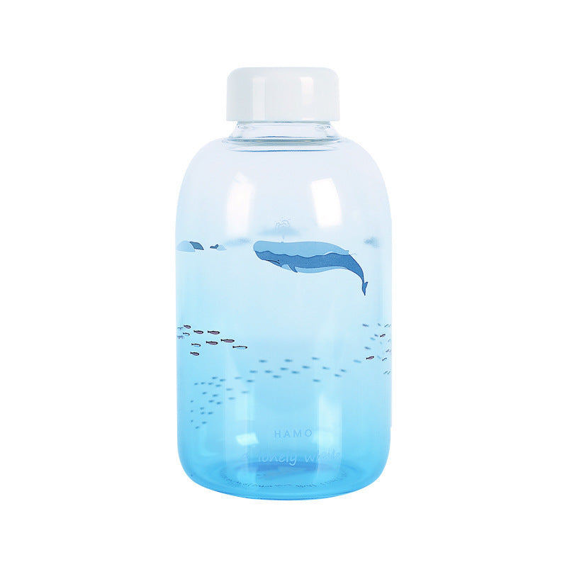 Creative Whale Gradient Glass Cup - Cute Portable Juice Mug