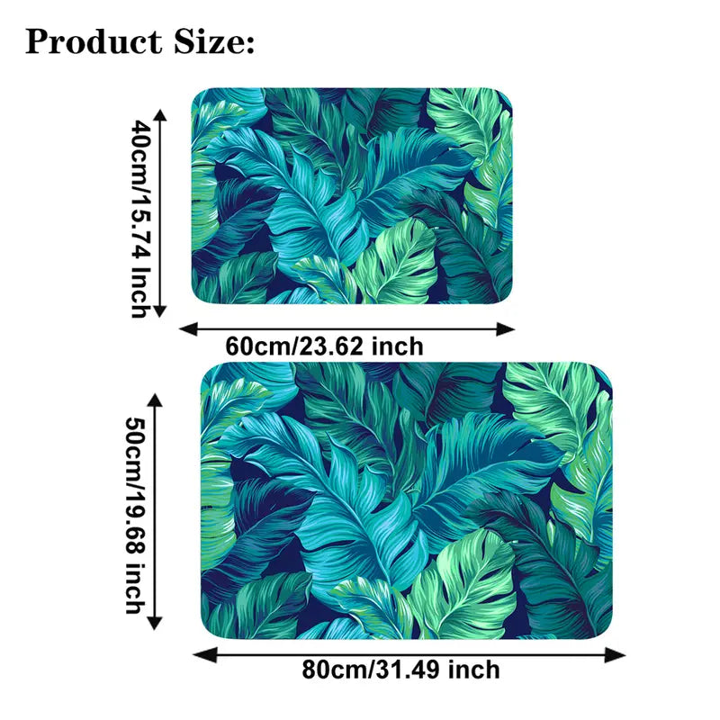 Palm Leaf Plush Non-Slip Bath Mat with Memory Foam