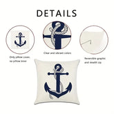 Nautical throw pillow cover featuring pirate ship and anchor design, coastal decor by AquaHaven Decor.