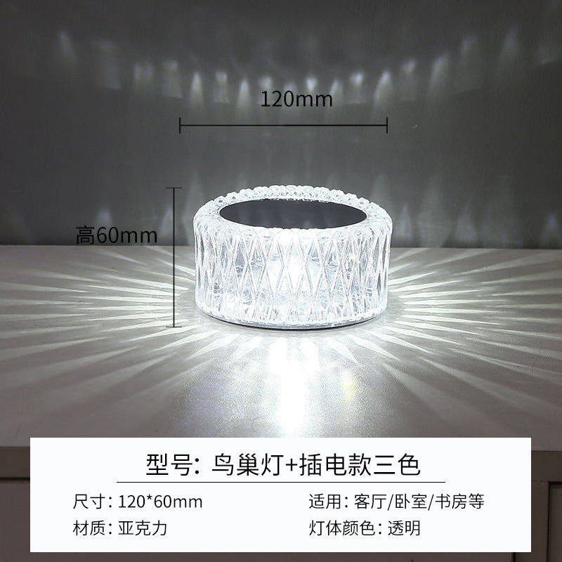 Modern Minimalist Touch Table Lamp with Crystal Rose