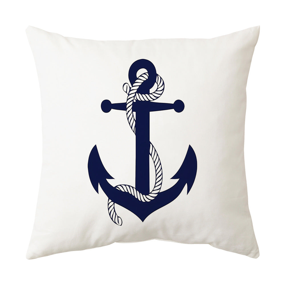 Nautical Throw Pillow Covers — Pirate Ship & Anchor Coastal Decor