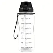 Large Capacity 2L Water Bottle with Straw and Time Marker