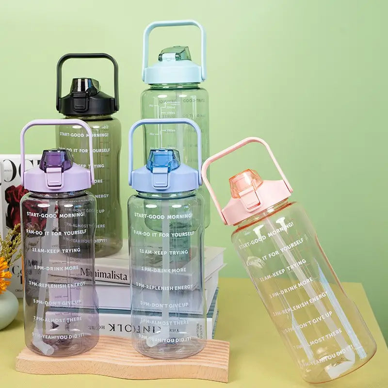 64OZ Motivational Water Bottle with Time Markings