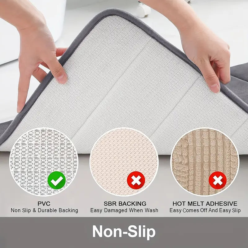 Memory Foam Bath Mat — Soft, Anti-Slip & Absorbent Coastal Bathroom Decor