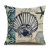 AquaHaven Decor ocean theme throw pillow cover with coastal blue waves, perfect for home or Airbnb coastal decor.