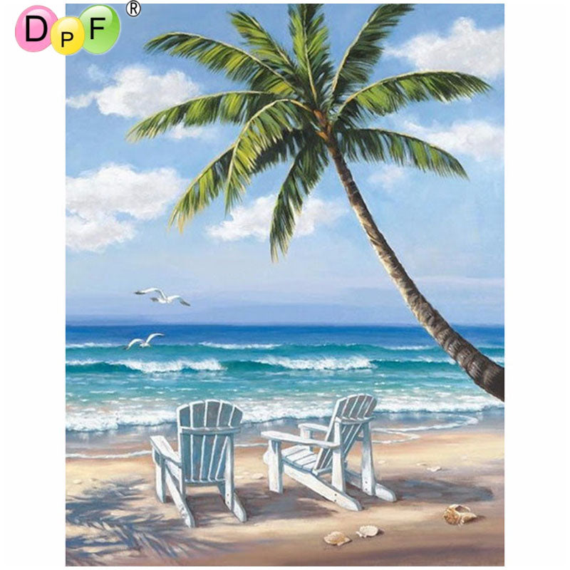 Coconut Tree Diamond Painting of Seaside Landscape