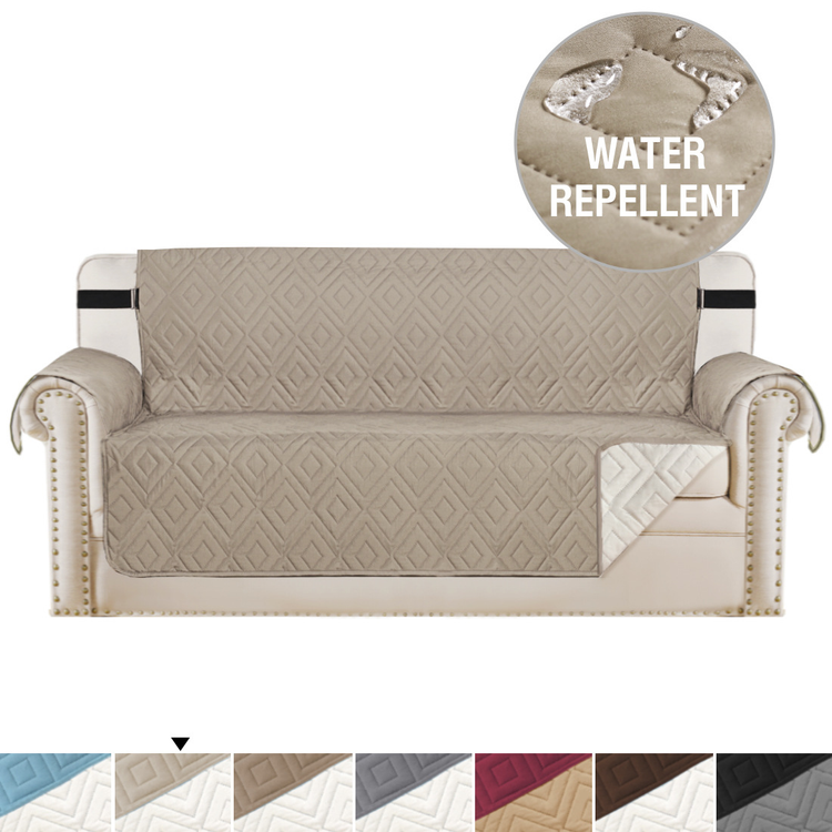 AquaHaven Decor waterproof velvet sofa cover with non-slip design, draped over a sofa to protect and decorate.
