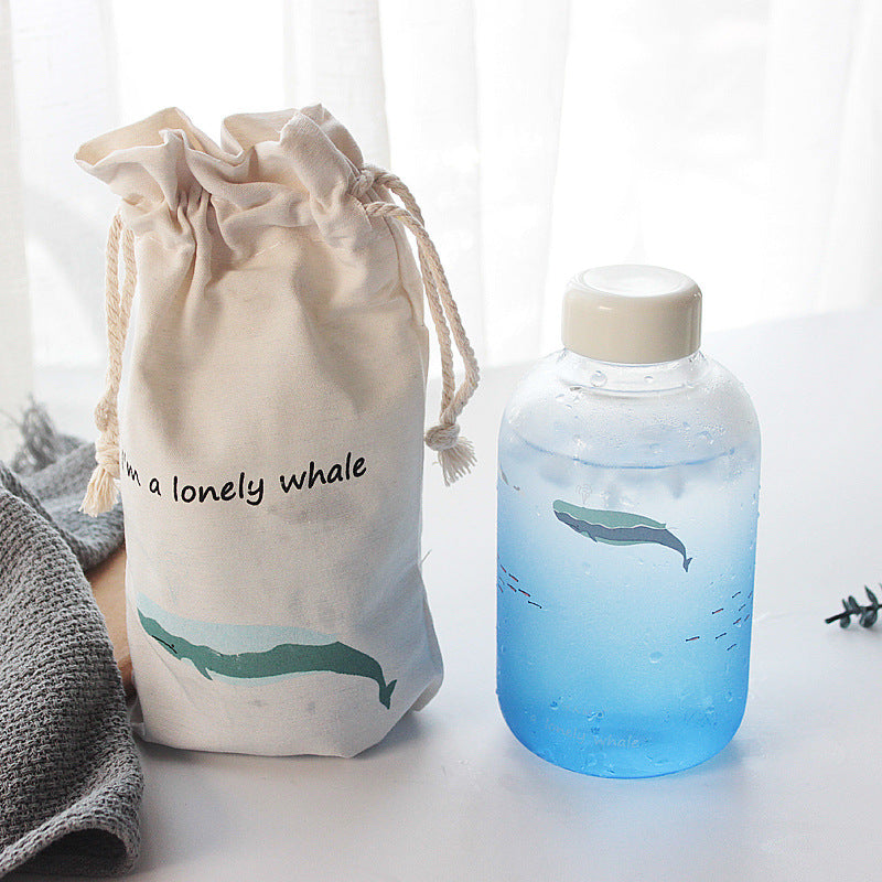 Creative Whale Gradient Glass Cup - Cute Portable Juice Mug