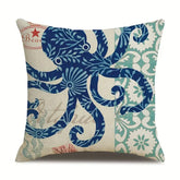 AquaHaven Decor ocean theme throw pillow cover with coastal design, perfect for home or Airbnb decor.