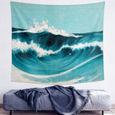 AquaHaven Decor wave wall tapestry featuring a traditional Ukiyo-e style ocean wave design for home decoration.
