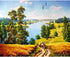 AquaHaven Decor landscape oil painting depicting a country pathway through lush greenery and vibrant foliage.