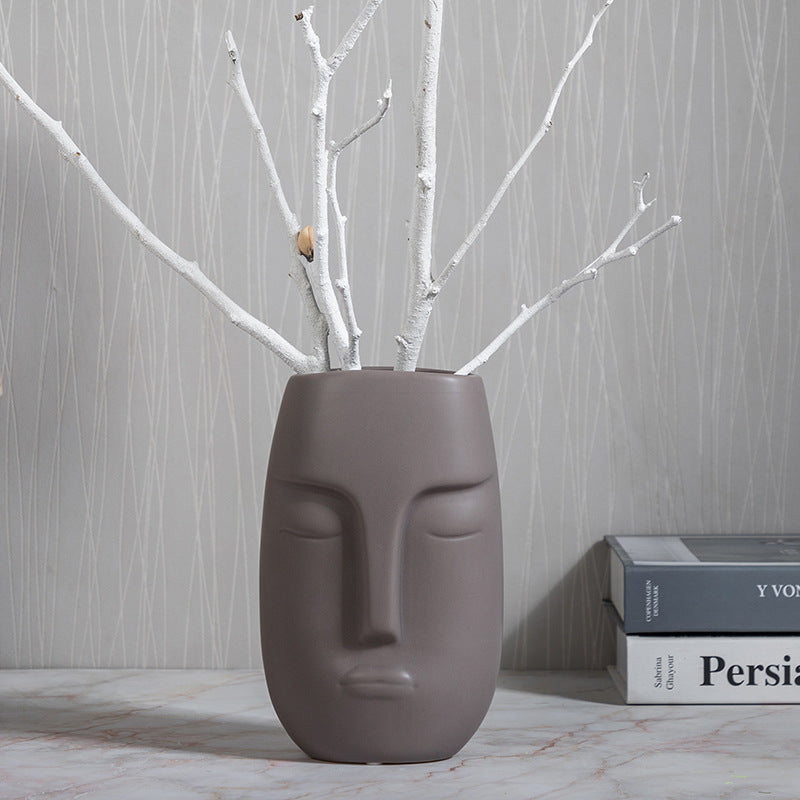 Ceramic Face Flower Vase - Beautiful Floral Arrangement