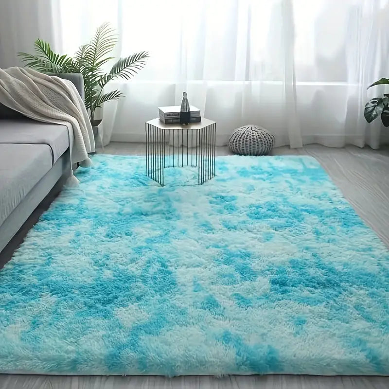 Soft fluffy shaggy rug from AquaHaven Decor, ideal for bedroom and living room, with plush texture and cozy appearance.