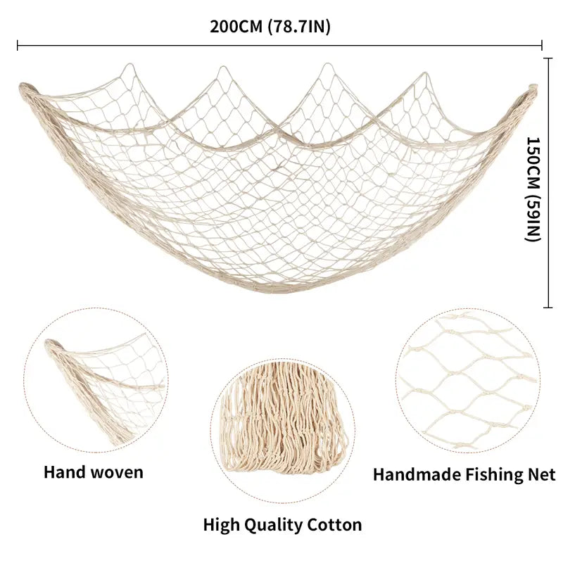 Nautical Decorative Fishing Net — Coastal Wall Decor for Home & Airbnb
