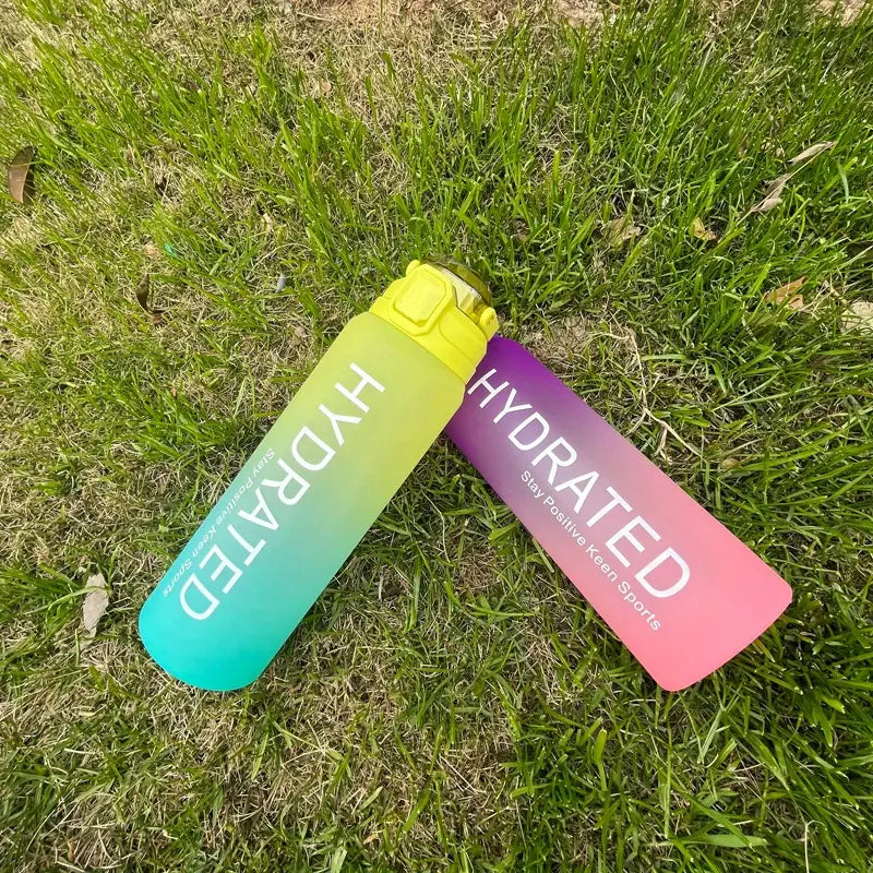 Frosted Plastic Straw Cup 1L with Time Marker