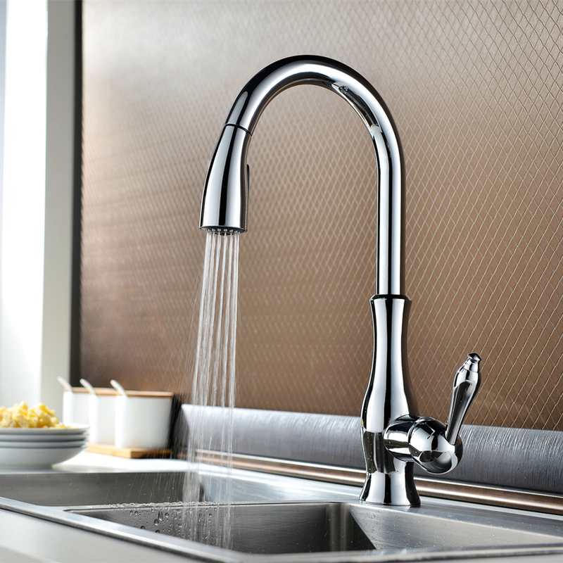 All Copper Rotatable Pull-Out Kitchen Faucet
