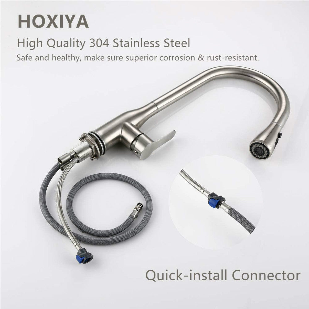 Brushed Nickel High Arc Kitchen Faucet