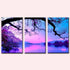 Triptych canvas wall art featuring a digital oil painting of a serene river landscape by AquaHaven Decor