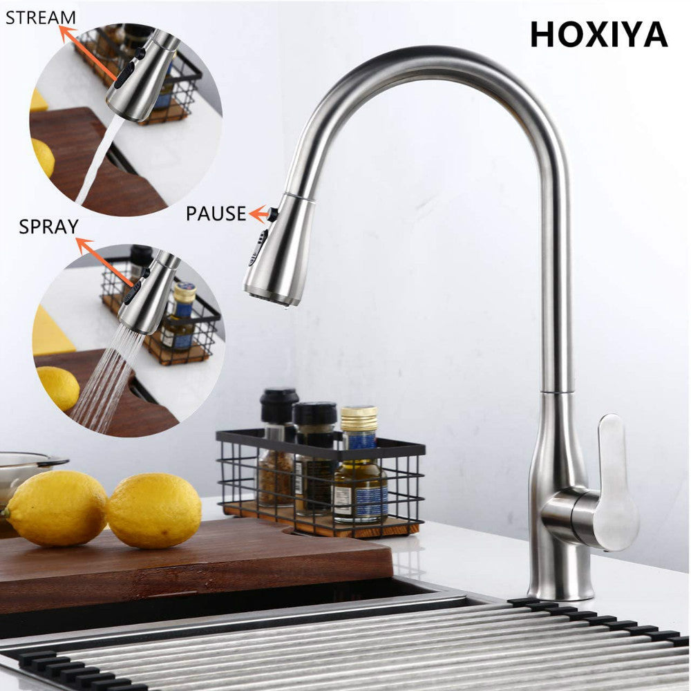 Brushed Nickel High Arc Kitchen Faucet