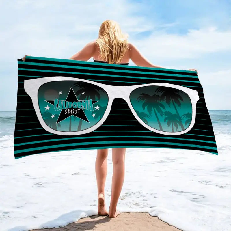 1pc Quick-Drying Sunglasses Print Beach Towel (59.1x27.6in)
