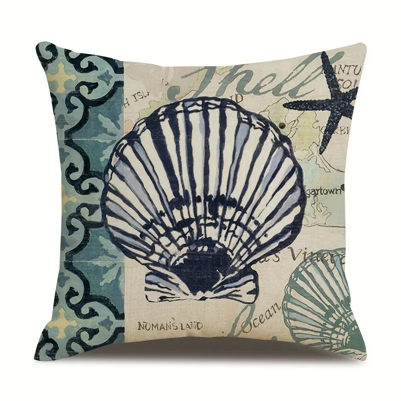 Ocean Theme Throw Pillow Cover — Coastal Decor for Home & Airbnb