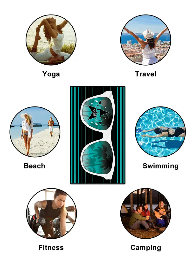 1pc Quick-Drying Sunglasses Print Beach Towel (59.1x27.6in)