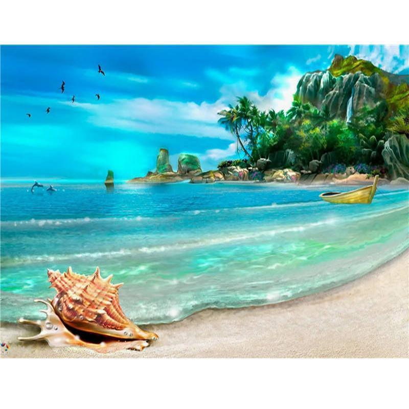 5D Diamond Painting of Beautiful Beach Scenery