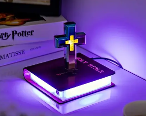 handmade cross lamp Handmade Levitating Cross with Colorful Light Base (Set)
