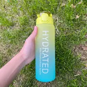 Frosted Plastic Straw Cup 1L with Time Marker
