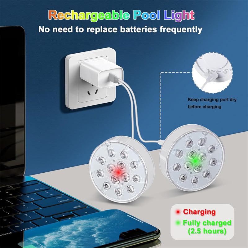 New USB Rechargeable LED Pool Light with Remote